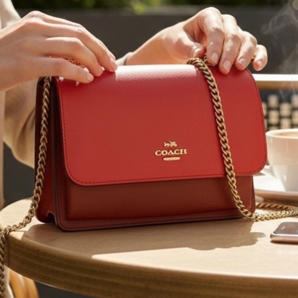 COACH Klare Colorblock Shoulder/Crossbody Bag with Gold Chain